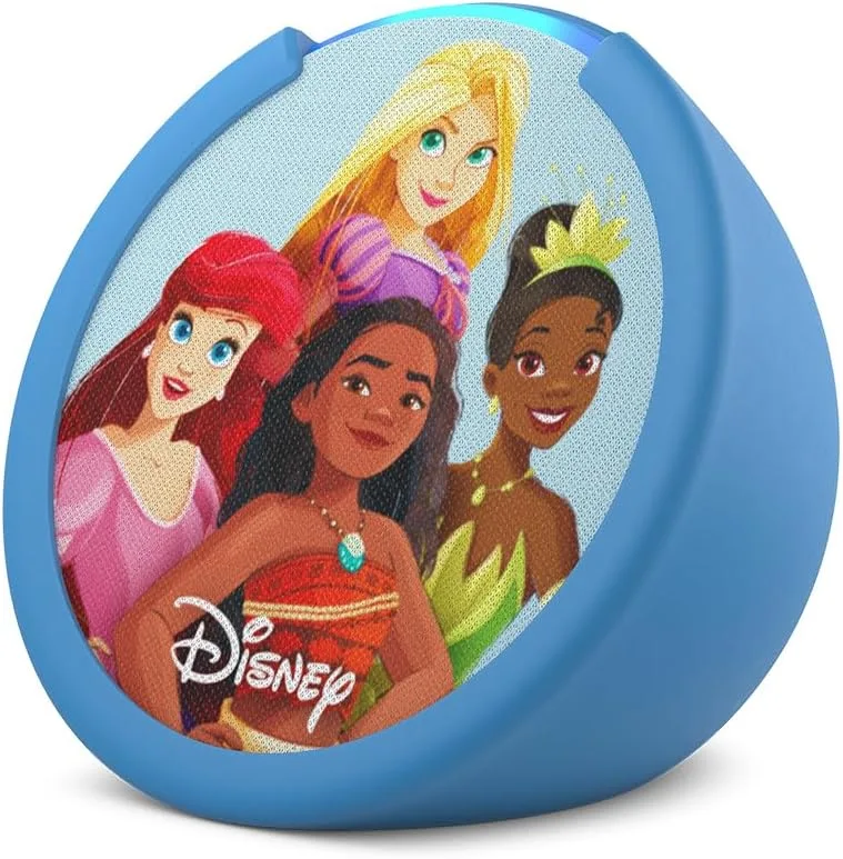 Amazon Echo Pop Kids (nuevo modelo) con princesas Disney; altavoz Alexa para niños con 6 meses de Amazon Kids+