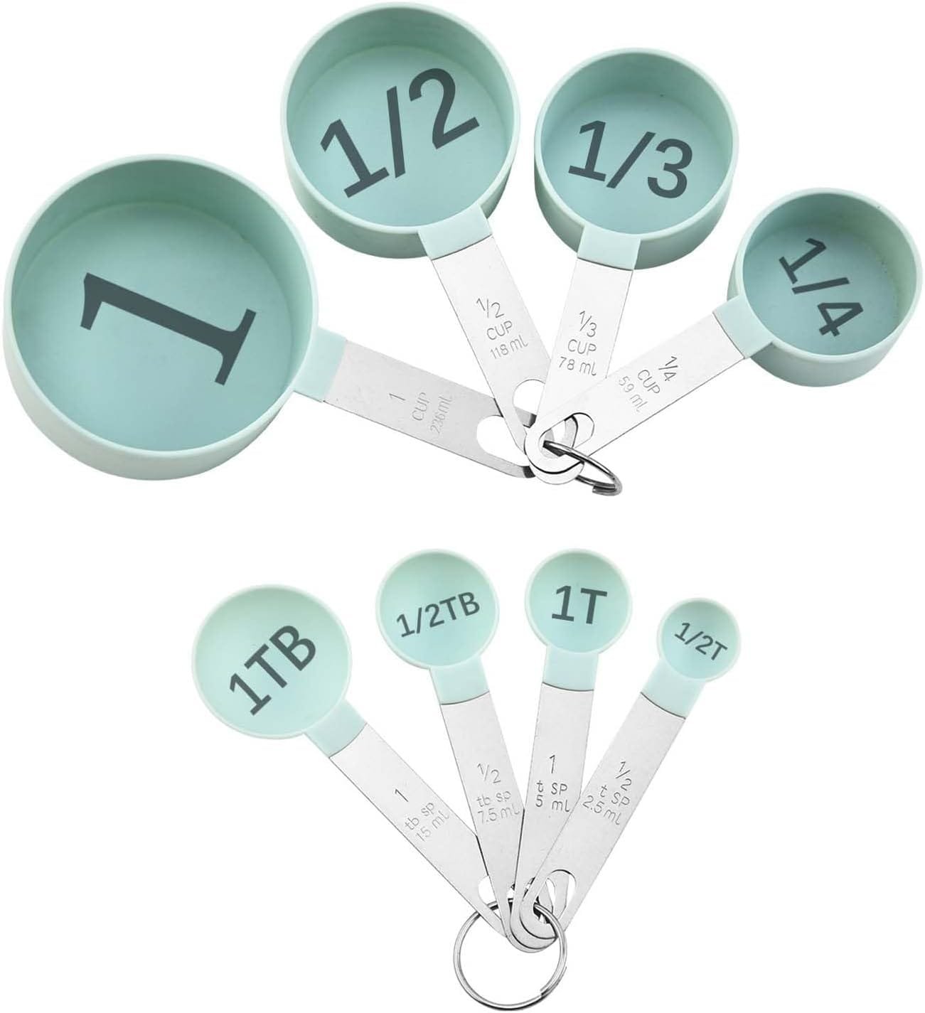 Juego de tazas y cucharas medidoras para personas con discapacidad visual