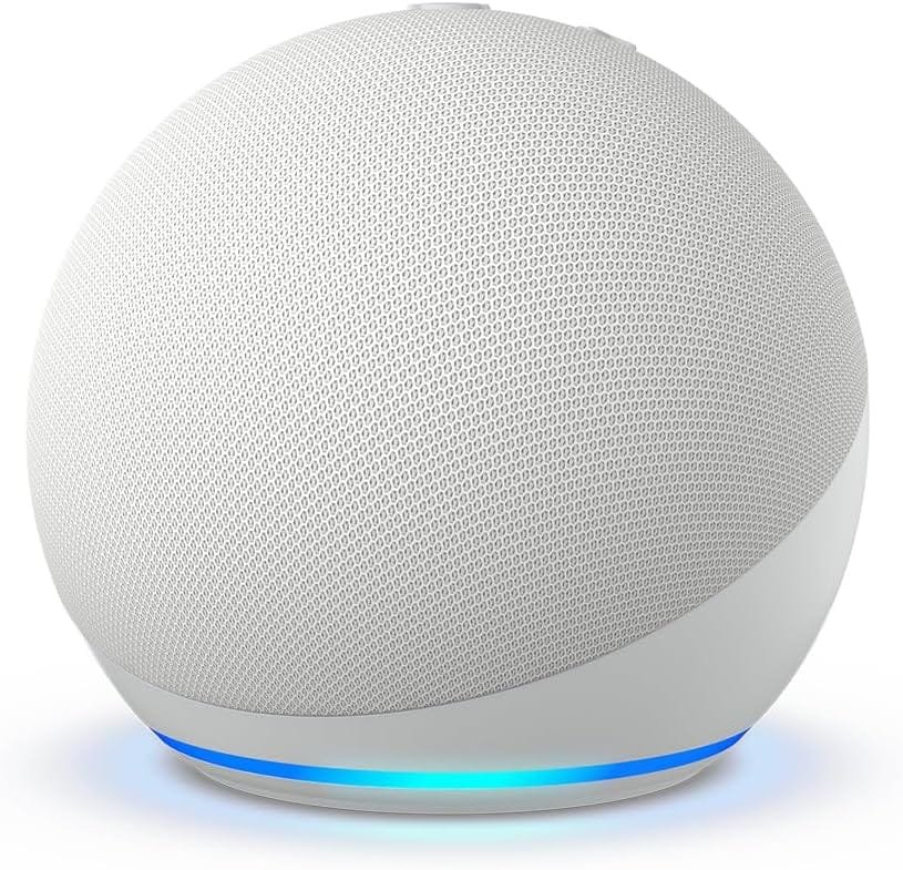 Amazon Echo Dot (nuevo modelo) en color blanco; altavoz Alexa con sonido vibrante para cualquier habitación