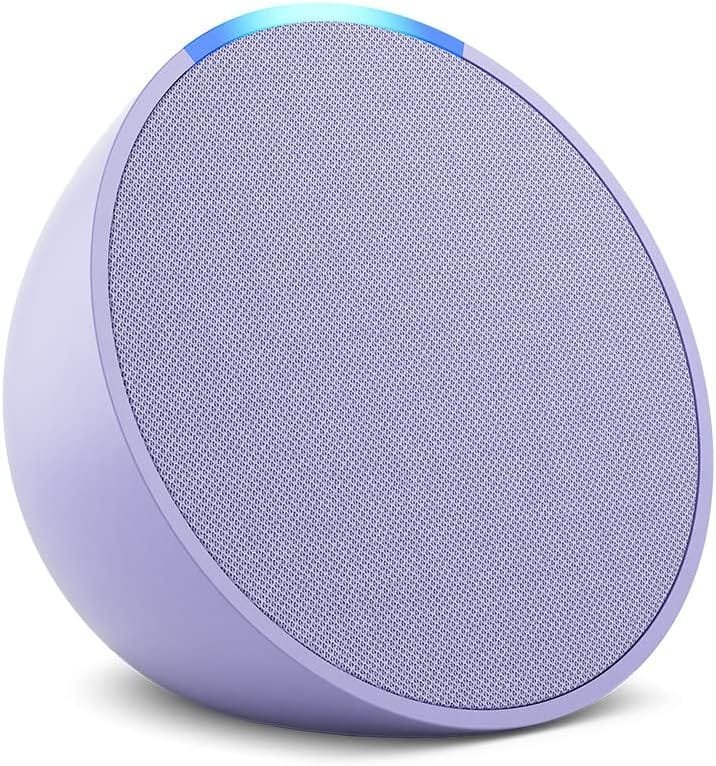 Amazon Echo Pop (nuevo modelo) en color lavanda; el altavoz Alexa más pequeño para cualquier espacio